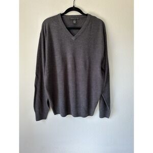 Geoffrey Beene Gray Solid Men's Acrylic V-Neck Sweater Long‎ Sleeve Size XL